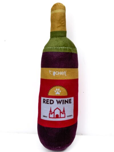 Red wine toy for dogs
