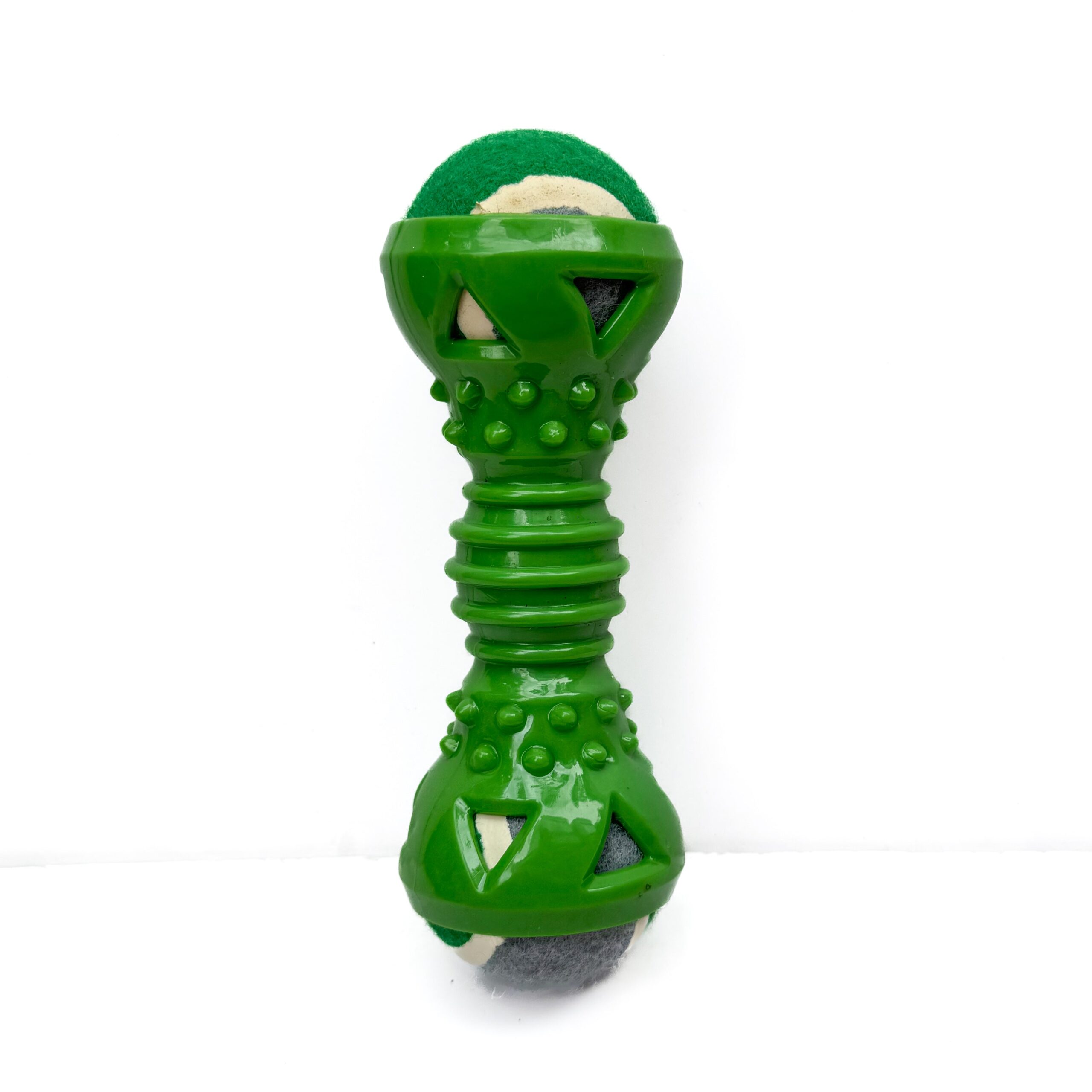 Double Ball Dumbbell Chew Toy With Natural Rubber For Dog (Green)
