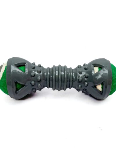 Double Ball Dumbbell Chew Toy With Natural Rubber For Dog (Grey)