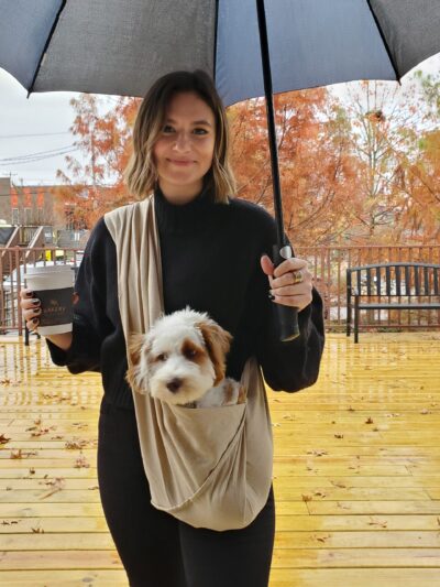 Dog Sling Carrier - Oatmeal Tan Linen