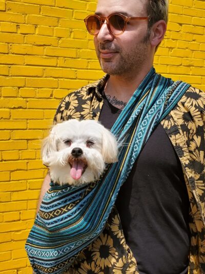 Dog Sling Carrier - Peacock Blue Woven