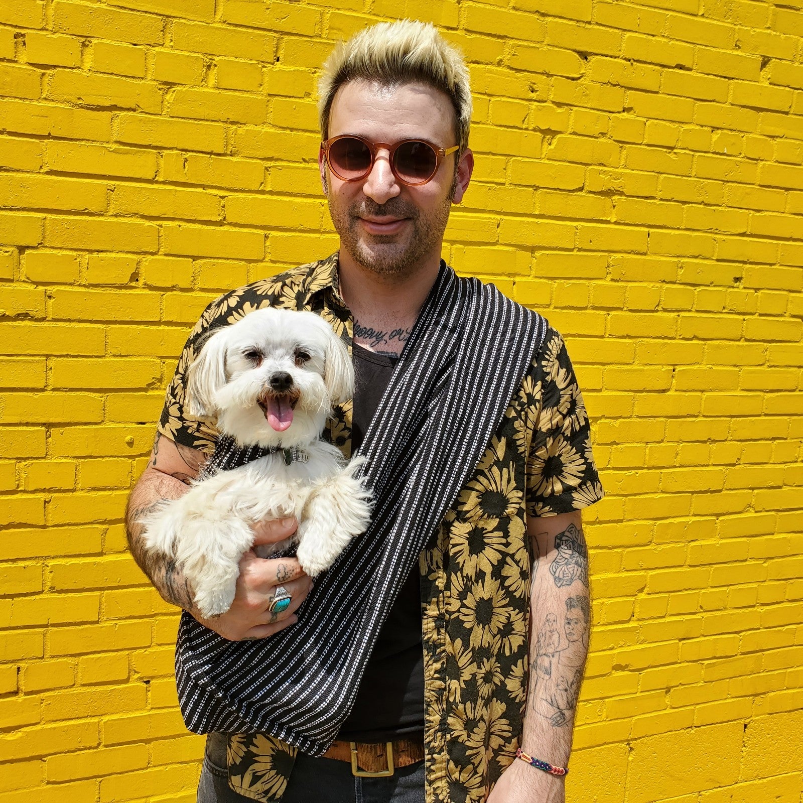 Dog Sling Carrier - Pinstripe Woven - Image 4